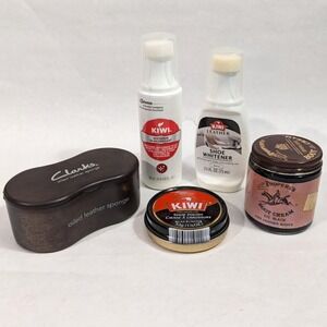 Shoe Care Lot Kiwi Whitener Polish Clarks Leather Sponge Proppert's Boot Cream 5